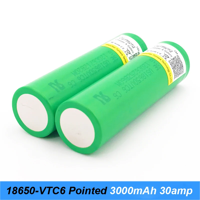 original 18650 VTC6 30amp for e cigarette rx200 flshlight 18650 with pointed rechargeable batteries for screwdrivers j10