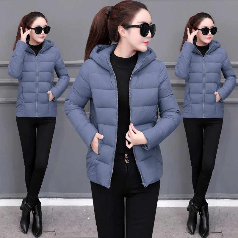 Online 2019 frauen Neue Unten baumwolle Winter Mit Kapuze Jacke Mantel Warm Lose Kurze Oberbekleidung Casual Weibliche Brot kleidung Baumwolle Basic Mäntel
