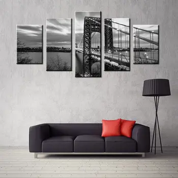 

Dropshipping Artwork Black And White George Washington Bridge Wall Art Canvas Painting Pictures for Dining Room Home Wall Decor