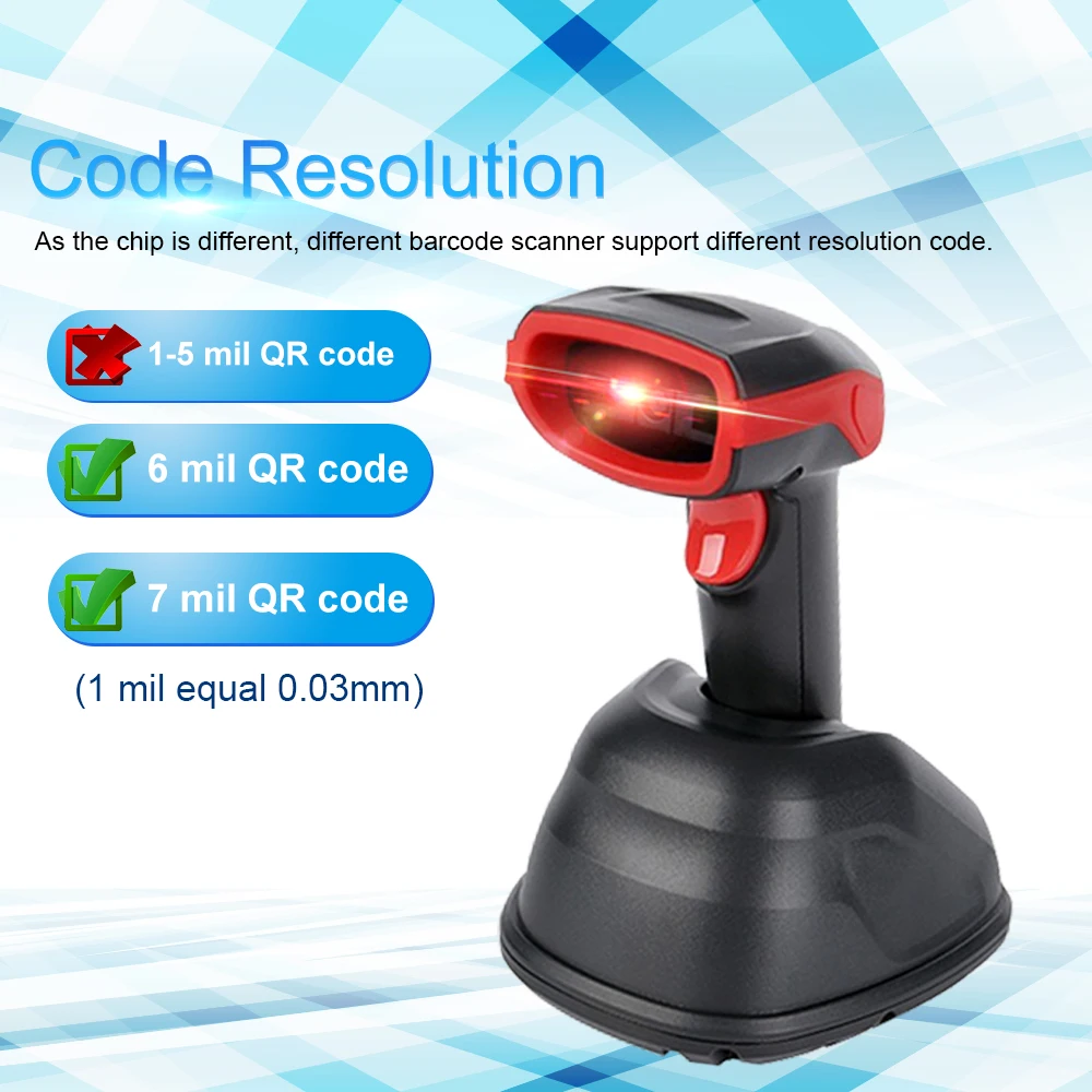  AK28 433Mhz Handheld Portable Wireless Barcode Scanner 1D/2D/QR Bar Code Reader Easy Charging Send 
