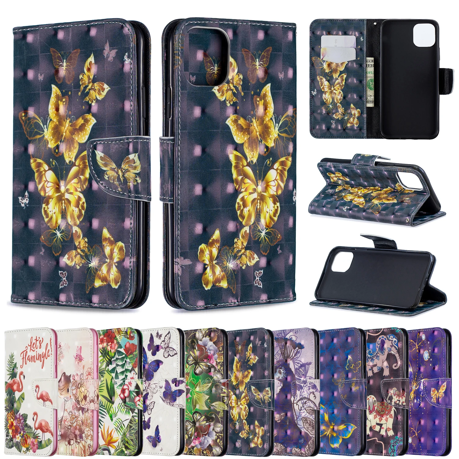

HEMSEM Fashion Original 3D Painted Flip Fitted Phone Case for iphone X XS 11 Leather Phone Cover Case Coque for iphone XS Max XR