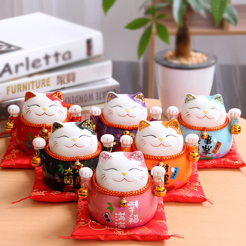 Китайские Рождественские подарки 4,5 дюймов Maneki Neko фарфор Lucky Cat домашний декор украшения Фортуна кошка копилка фэншуй ремесло