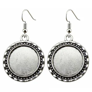 

5pairs 20mm Round Simple Style Cameo Setting Cabochon Earring Hooks Earring Cabochon Setting Bezel Base Blanks Jewelry Findings