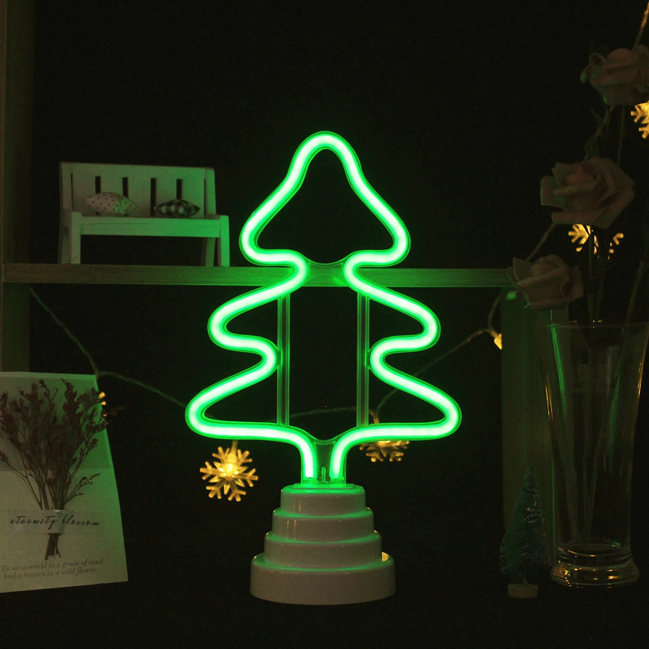 TONGER Рождественская елка настольное/настенный светодиодный неоновый свет неоновые вывески светодиодный неоновый свет знак