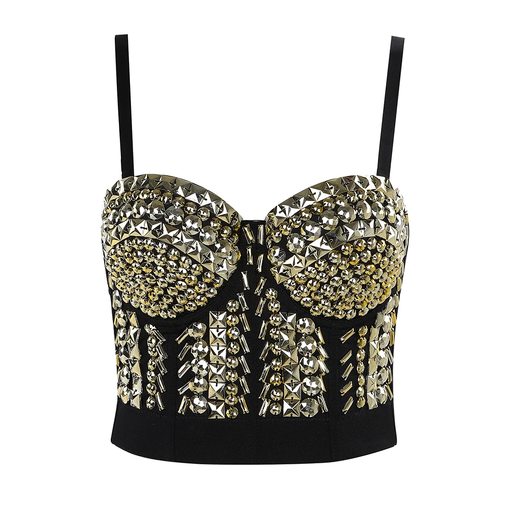 

Girl Sexy V-neck Black Beading Tops Women Tight Fashion Tops