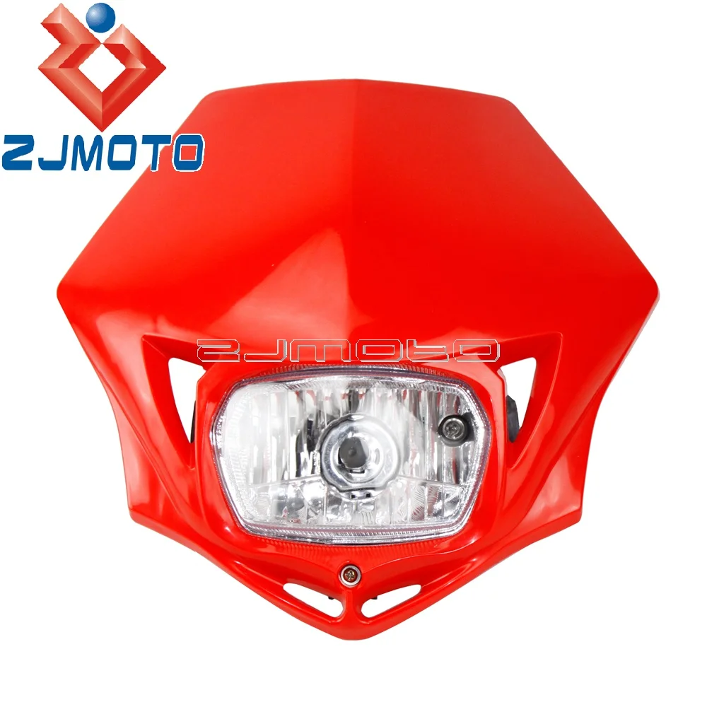 

Universal Motocross 12V 35W Headlight Fairing Dirt Bike Red Lighthouse Headlamp Mask For Honda XR CRF 150 230 250 450 650