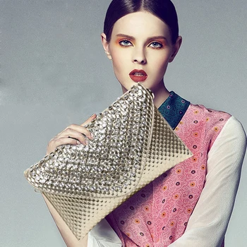 

2017 New PU Leather Women Clutch Ladies Diamond Day Clutches Purses Female Wristlets Shoulder Bag Large-capacity envelopes Bag