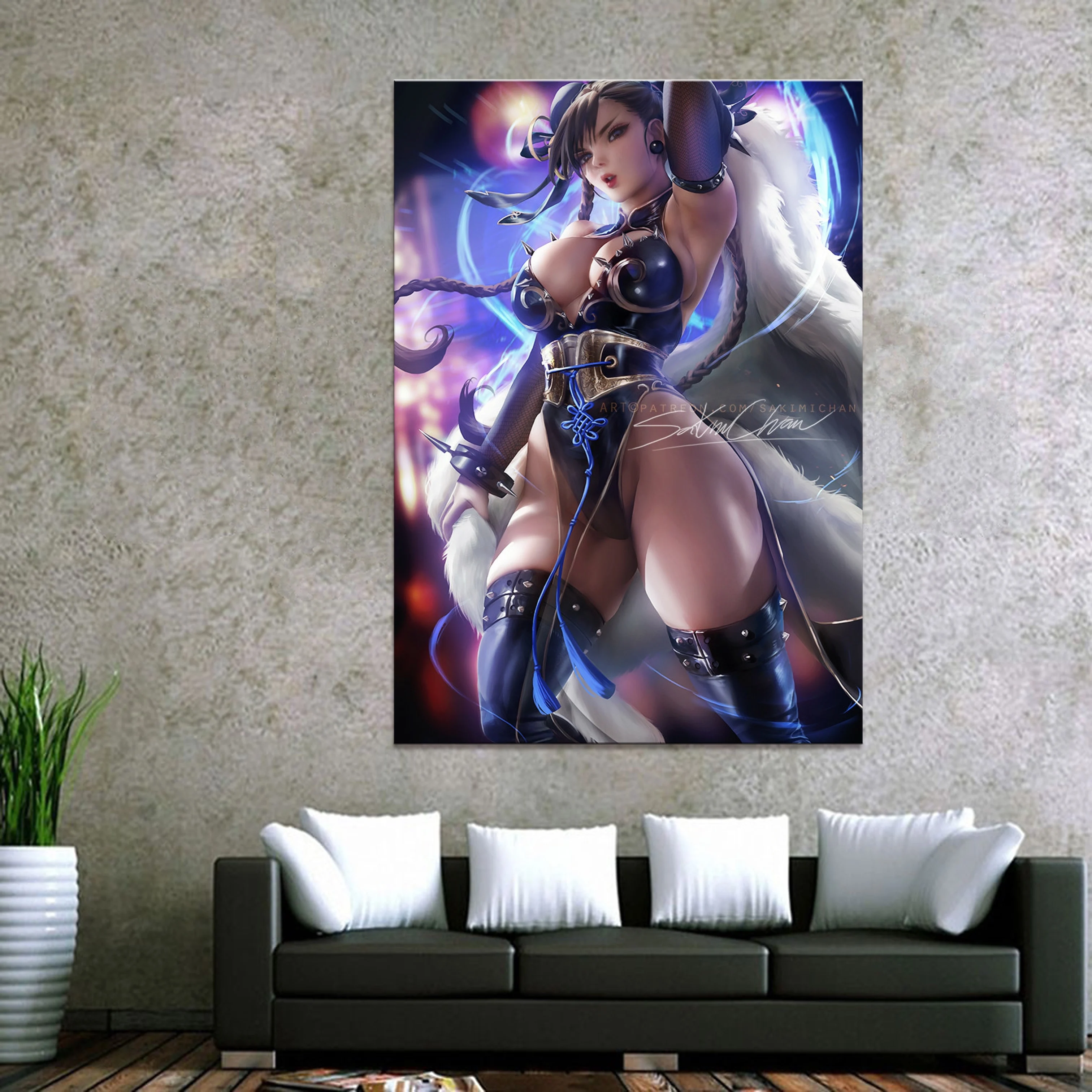 

Home Decor Poster HD Pictures Prints Canvas 5 Piece Modular Chun-Li Fighter Game Living Room Art Decorative Painting Framed