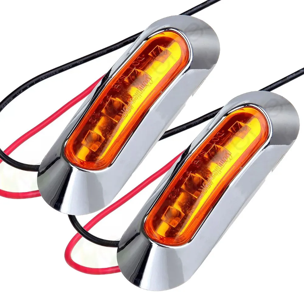 AUTO 2x Amber/Red 4 LED Tow Truck Side Marker Light LED Submersible