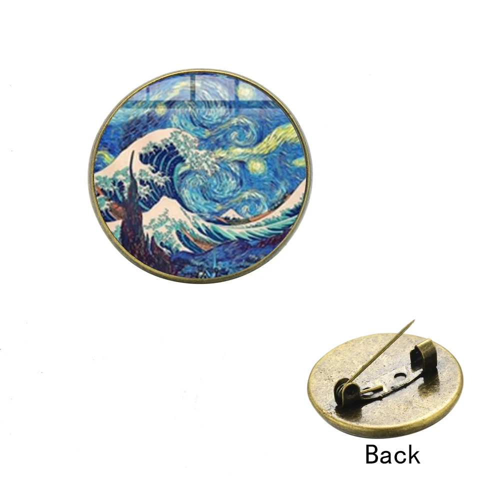 سونغدا اليابانية كاناغاوا تصفح اللوحة دبابيس 8 نمط الزجاج كابوشون بروش شارة بدبوس الرجال ملابس حريمي حقيبة دبابيس الديكور