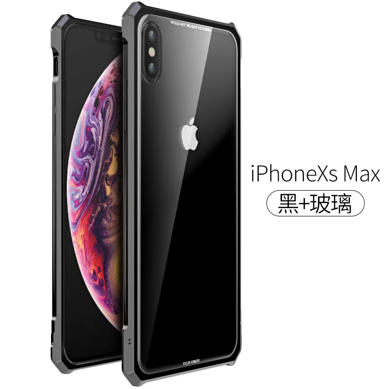 Чехол из закаленного стекла для iphone XS Max, Роскошный Металлический Шмель для iphone XR XS X 8 7 Plus, прозрачное стеклянное покрытие для iphone XS 8 Plus - Цвет: iphoneXSMax---black