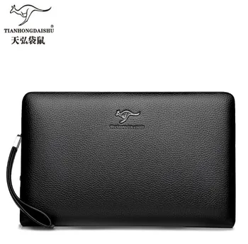 

TIANHONGDAISHU Handbag men's soft leather 2018 new fashion envelope bag clutch bag large-capacity clutch wallet