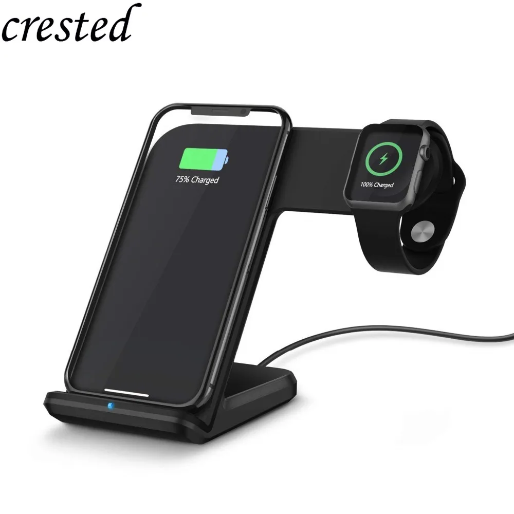 2in1 Wireless dock For Apple watch charger station QI Fast Magnetic Charging Stand for IPhone 12 11 10 9 iwatch serie 6 5 4 3 se | Наручные