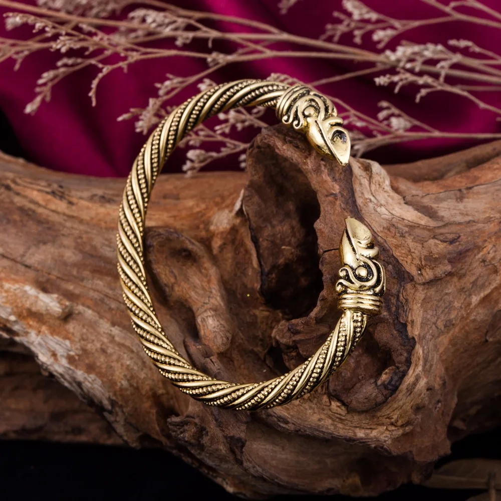 Dawapara Viking Bracelet Male Pagan Jewellery Gold color Bangle&Bracelet For Man and Women