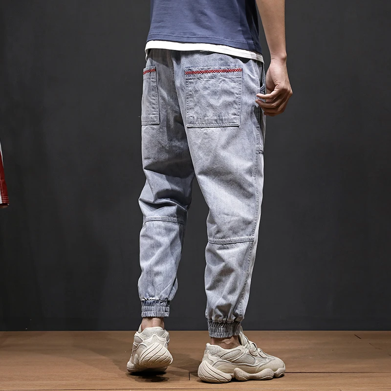Fashion Streetwear Men Jeans Light Blue Loose Fit Harem Pants Spliced Embroidery Ripped Jeans Slack Bottom Hip Hop Joggers Jeans Fashion Streetwear Men Jeans Light Blue Loose Fit Harem Pants Spliced Embroidery Ripped Jeans Slack Bottom Hip Hop Joggers Jeans