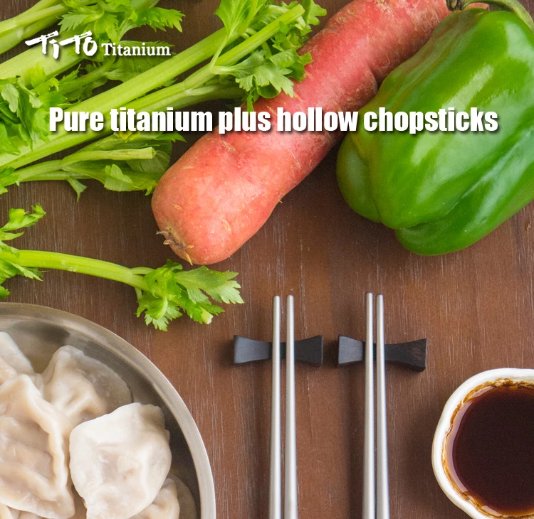 Тито посуда для походов titanium полые больше палочки для Пеший Туризм путешествие китайская посуда titanium палочками