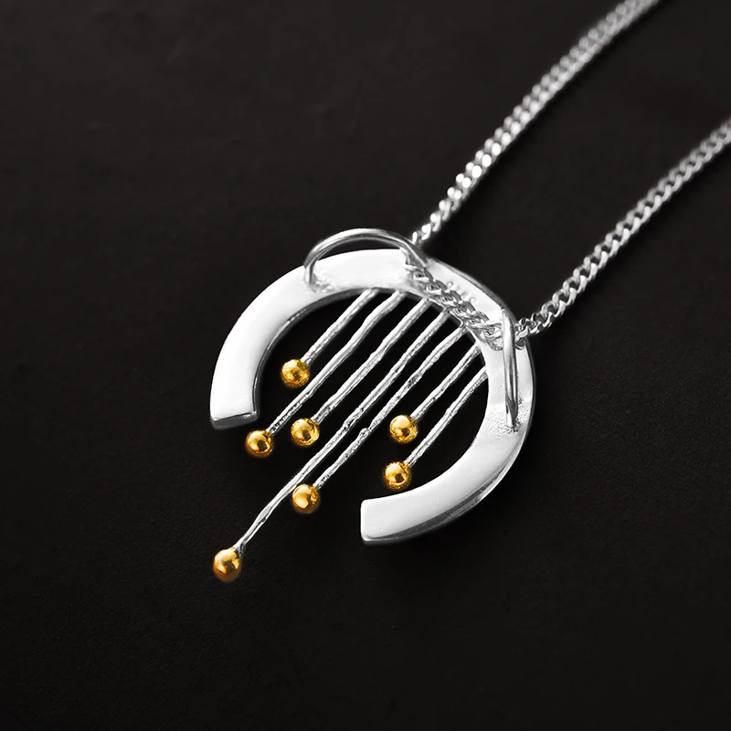 Lotus Fun Real 925 Sterling Silver Handmade Fine Jewelry Oriental Element Vintage Curtain Pendant without Necklace For Women pendant necklace silver necklace silver pendant