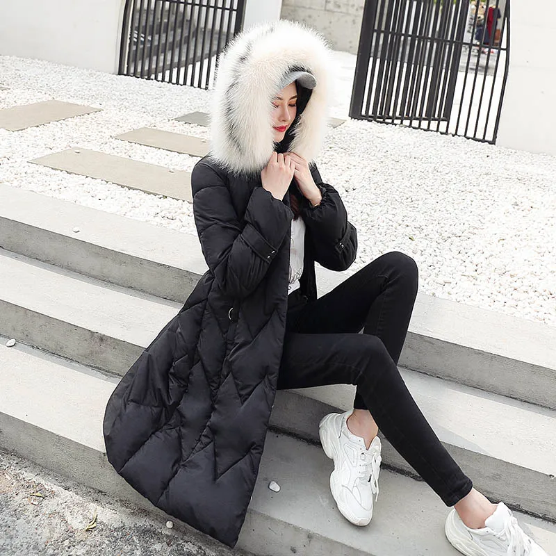 Winter parkas jackets new women's coats elegant fashion fur collar hooded thick long jacket winter snow coat parkas jackets