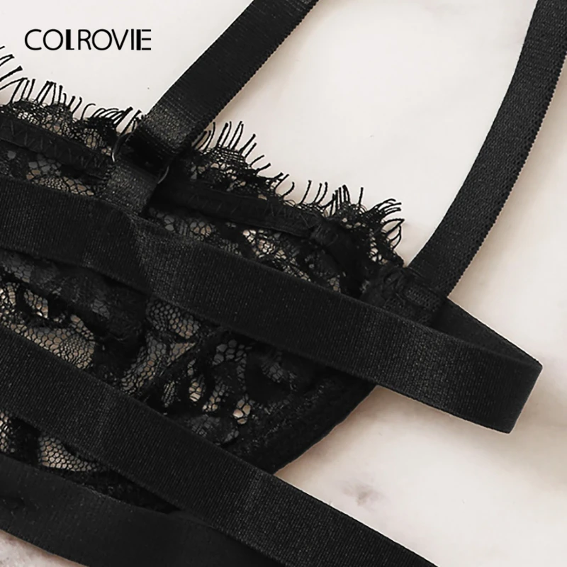 COLROVIE черные брифы женское нижнее белье 2019 летний бюстгальтер и трусики