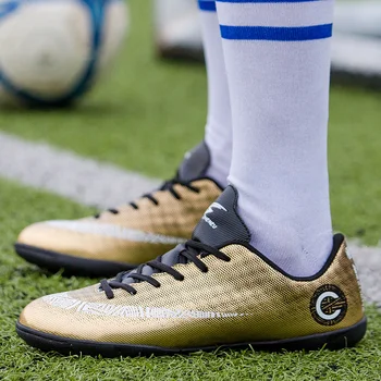 

Adults Men's Outdoor Soccer Cleats Shoes High Top TF Football Boots Training Sports Sneakers Shoes Size 34-44 Zapatillas Hombre