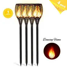 Солнечный фонарь Tiki, светодиодный, для сада, водонепроницаемый, для улицы, для двора, лампа, танцующее пламя, мерцающее, 96 Светодиодный s, декоративные огни IP65