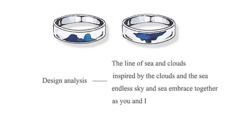 Qevila Fine Jewelry 100% 925 Sterling Silver Ring The Sea of Clouds Open Lovers Ring For Women Men Romantic Valentine's Day Gift (6)