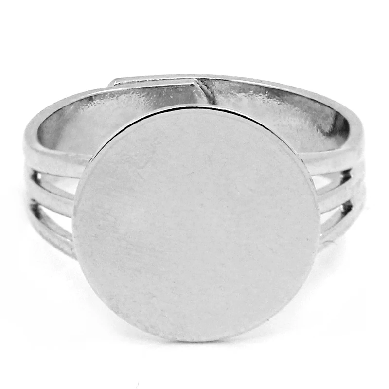 

10PCs Rings Base Blank Findings Adjustable Disk Round Silver Tone 18mm(US 7.5) DIY Vintage Jewelry Accessories For Handicrafts