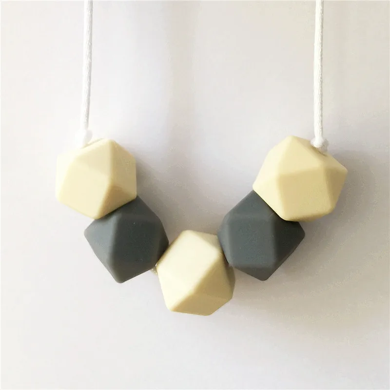 Mordedor para a Mãe para Usar Presente de Natal Lote Livre Grau Alimentício Faça Você Mesmo Silicone Bebê Seguro Dentição Colar Hexagonal Contas Como 5 Pçs - Bpa 8 Mamãe e Bebê