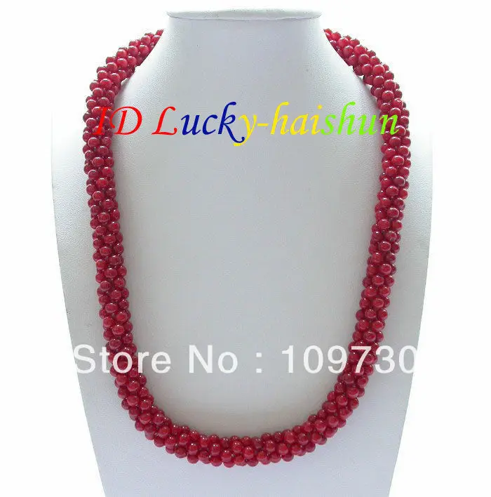

Jewelry 0011953 natural 18" 11mm handmade plaited red coral necklace 18KGP clasp