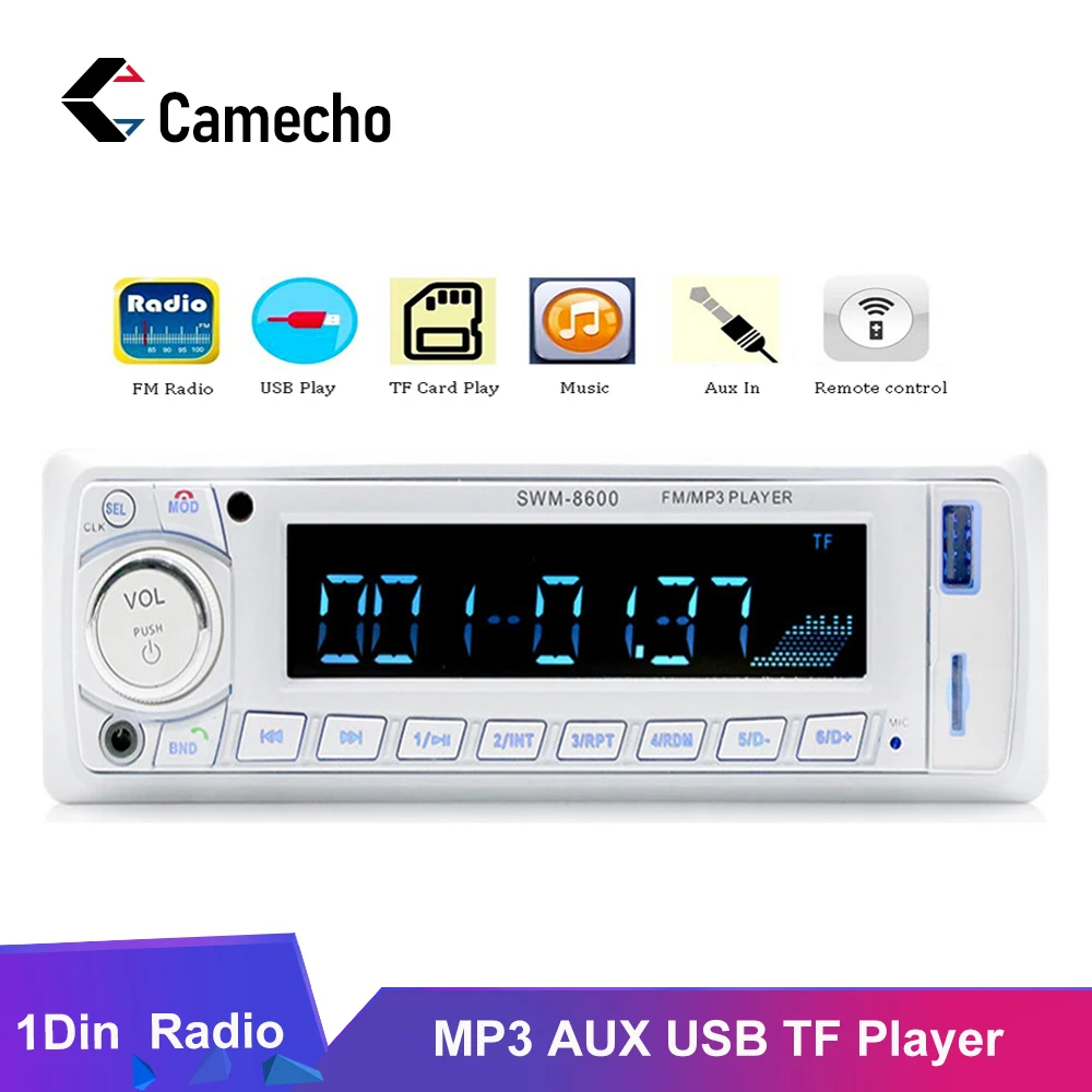 

Camecho Autoradio 1 Din Car Radio 12V Audio Stereo Bluetooth MP3 Radios Player FM Radio Coche Autoestereo USB/SD Remote Control