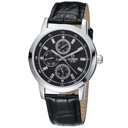 Мужские наручные часы, модные деловые часы, нарядные часы для отдыха, роскошные брендовые часы, кварцевые мужские часы s, черная кожа, водонепроницаемые, 50 м, CASIMA#5105 - Цвет: CR 5105 SL7