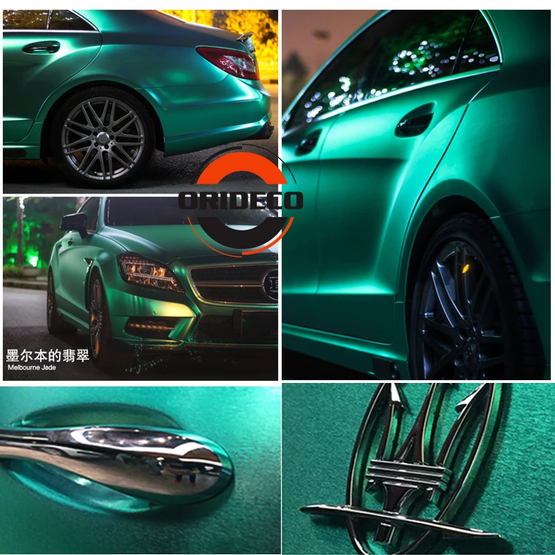 Lake blue brushed metallic chrome vinyl film