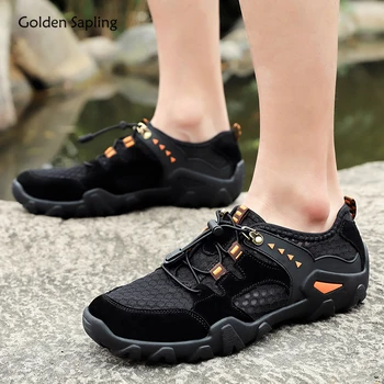 

Golden Sapling Mountain Hiking Shoes Men Breathable Fabric Outdoor Men's Sneakers Soft Rubber Trekking Climbing Shoes Man Sports