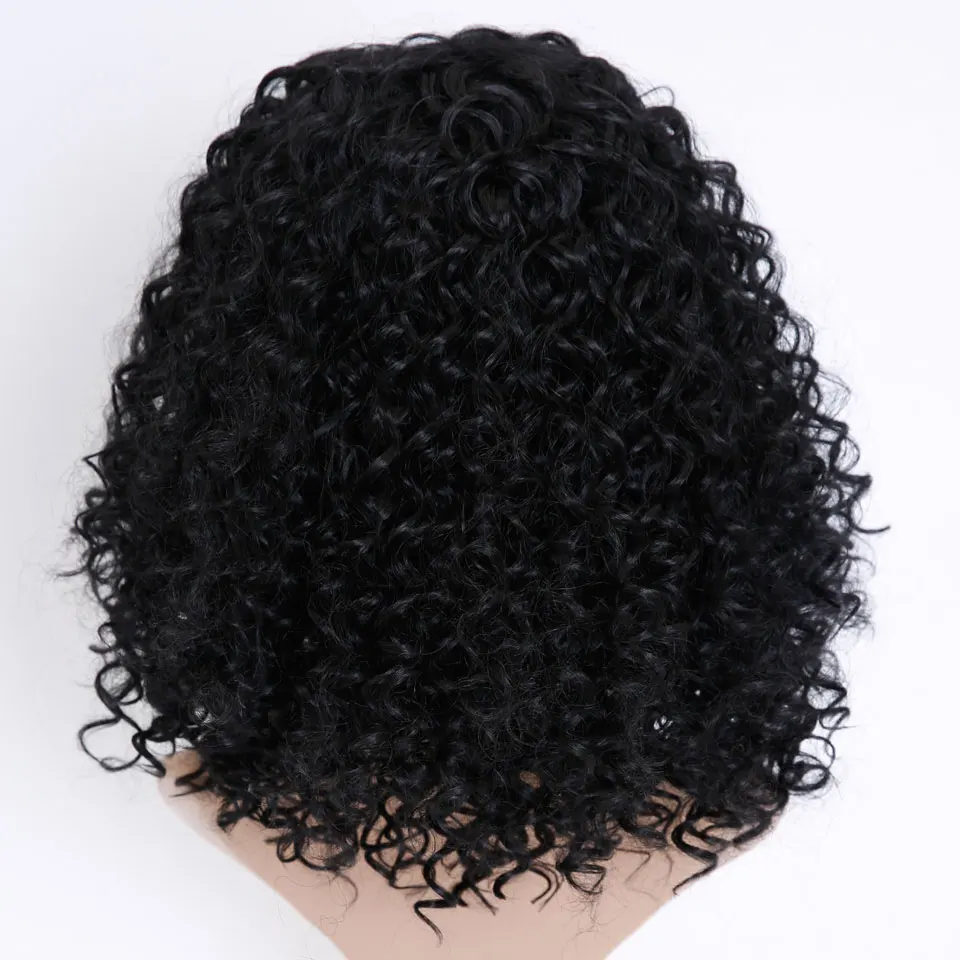 Allaosify Короткие афро кудрявые парики для женщин синтетические парики термостойкие волосы пушистые афро-американские натуральные черные волосы