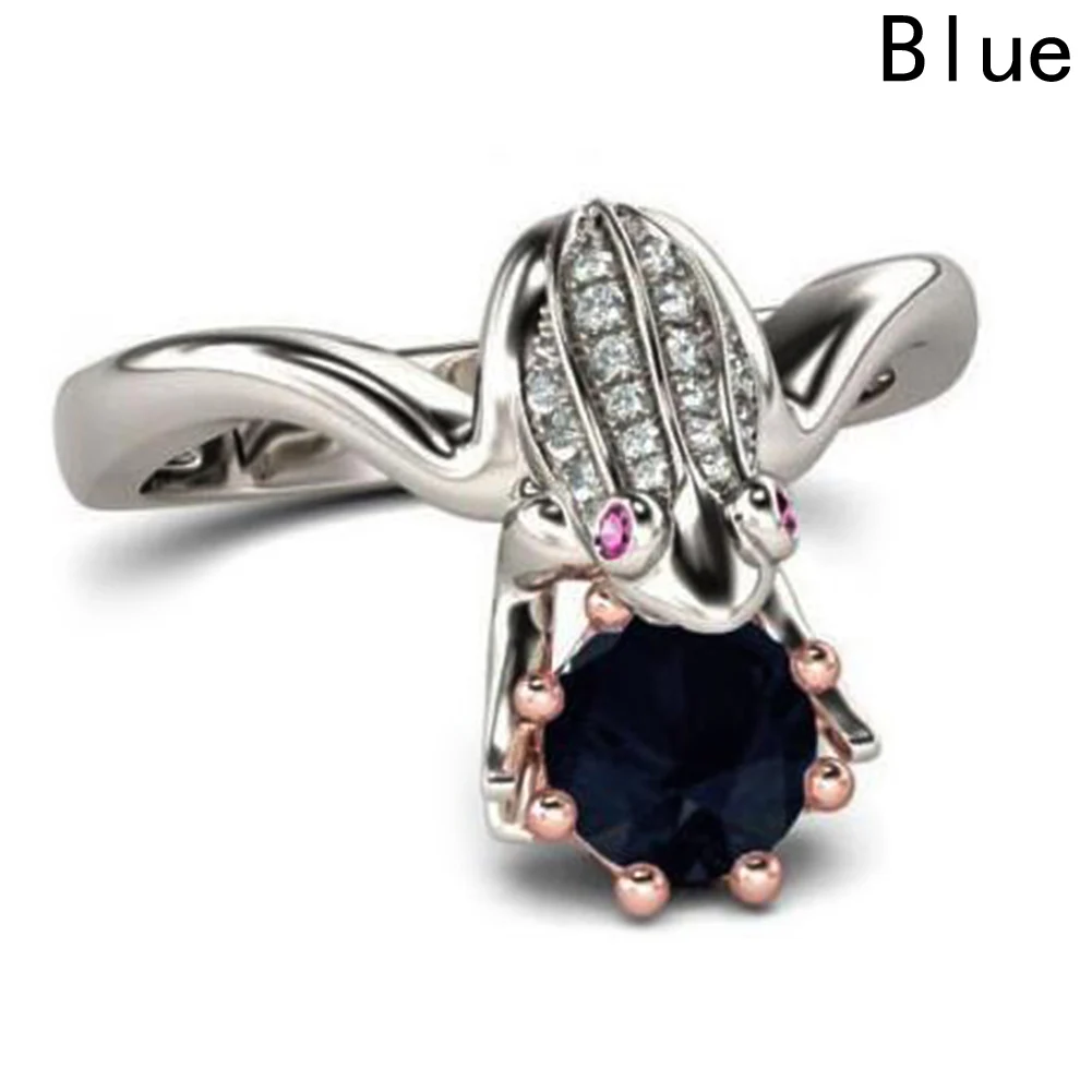

Cute Frog Shape Finger Ring With Zircon Crystal Personality Woman Party Jewelry Birthday Gift