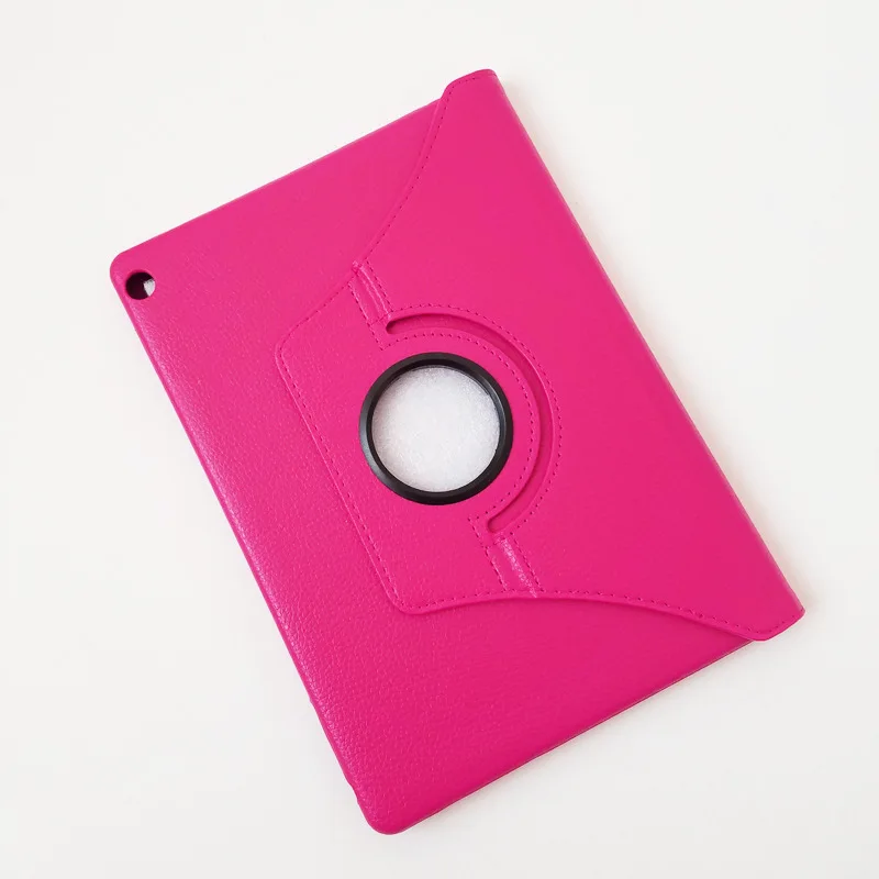 Ультратонкий чехол из искусственной кожи для huawei MediaPad T5, 10,1 дюймов, AGS2-W09/L09/L03/W19, чехол для планшета, вращающийся на 360 градусов, кожаный чехол - Цвет: Розово-красный