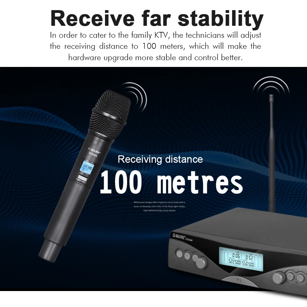 uhf profissional freqüência microfone handheld automático ajustável 100 m receber