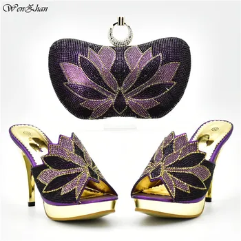 

Clutch Bag Match High Heel Shoes Italian In Women Sales,2018Matching Shoes and Bag Set Decorated with Colorful Rhinestone D85-14