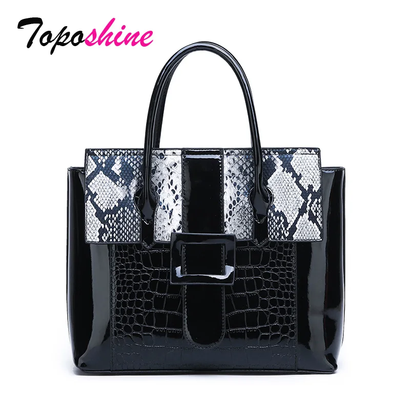 

Toposhine New Patent Leather Snake Stitching Ladies Handbag Fashion High Quality Casual Wild Shoulder Messenger Bag