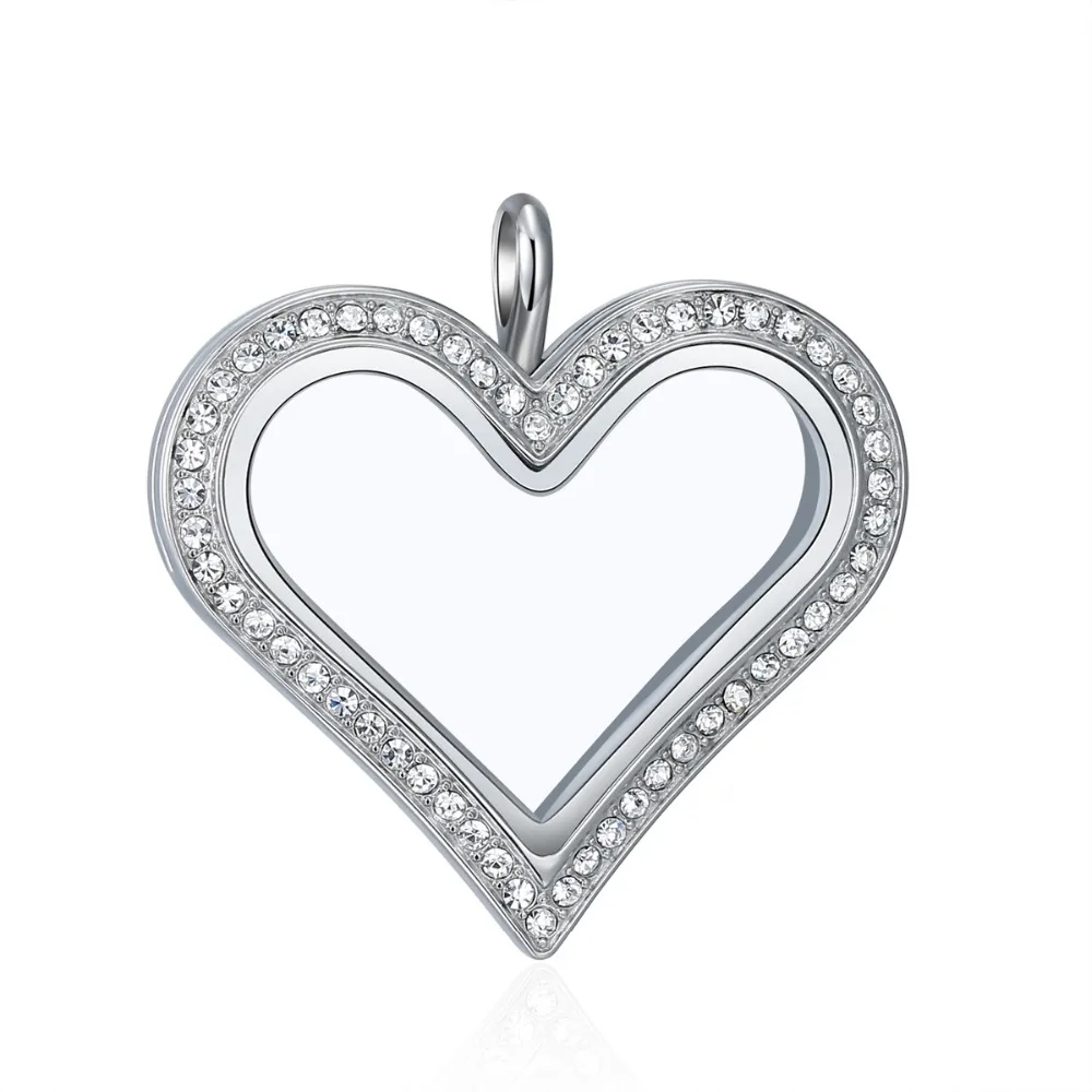 

Mesinya 5pcs Magnet Closure Stainless Steel Czech Crystal Plain Heart Glass Locket For Custom Floating Charms Xmas Mother's Gift