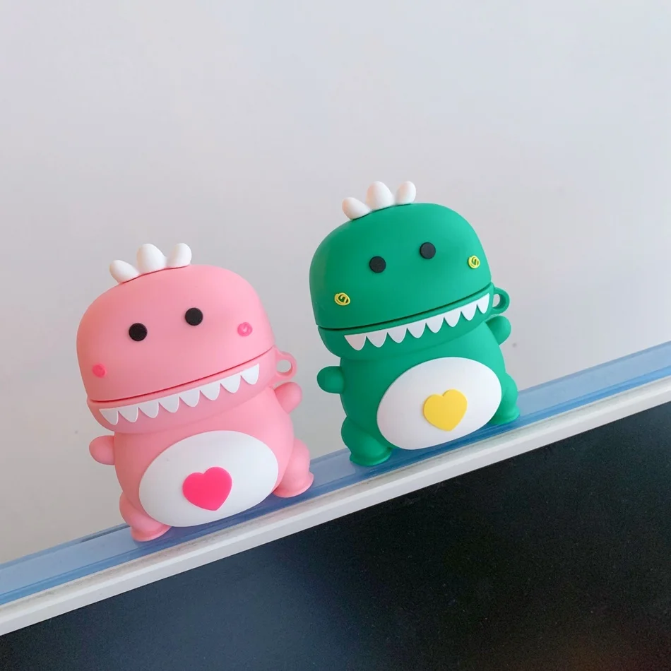 

3D Cartoon Earphone Case For Airpods 2 Case Cute Dinosaur Cover For Apple Air pods 1 Case Protective Box Accessories Keyring