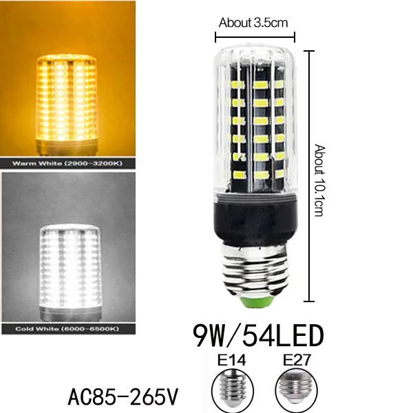 10 шт. E14 E27 E12 B22 B15 светодиодный Свеча светильник светодиодный Светодиодная лампа-Кукуруза лампы 3W 5 Вт, 7 Вт, 9 Вт, 12 Вт, 110V 220V светодиодный s люстра светильник Точечный светильник для дома - Испускаемый цвет: 9W Black corn lamp