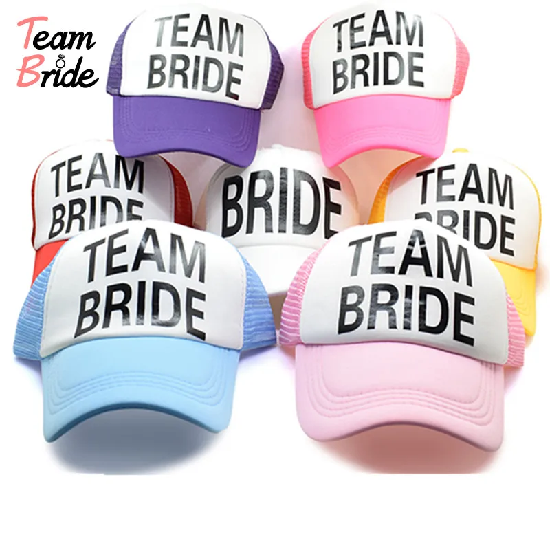 

Team Bride BRIDE TO BE Bachelorette Hats Women Wedding Preparewear Trucker Caps White Neon Summer Mesh Party decorate caps