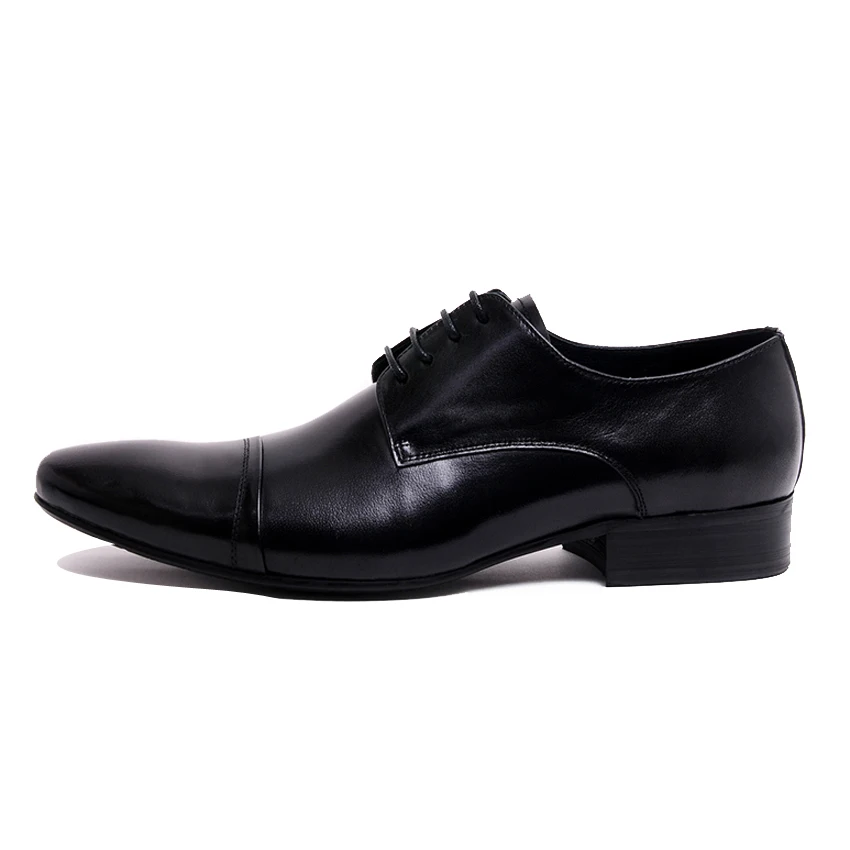 Мужские туфли дерби ручной работы из натуральной кожи с острым носком на