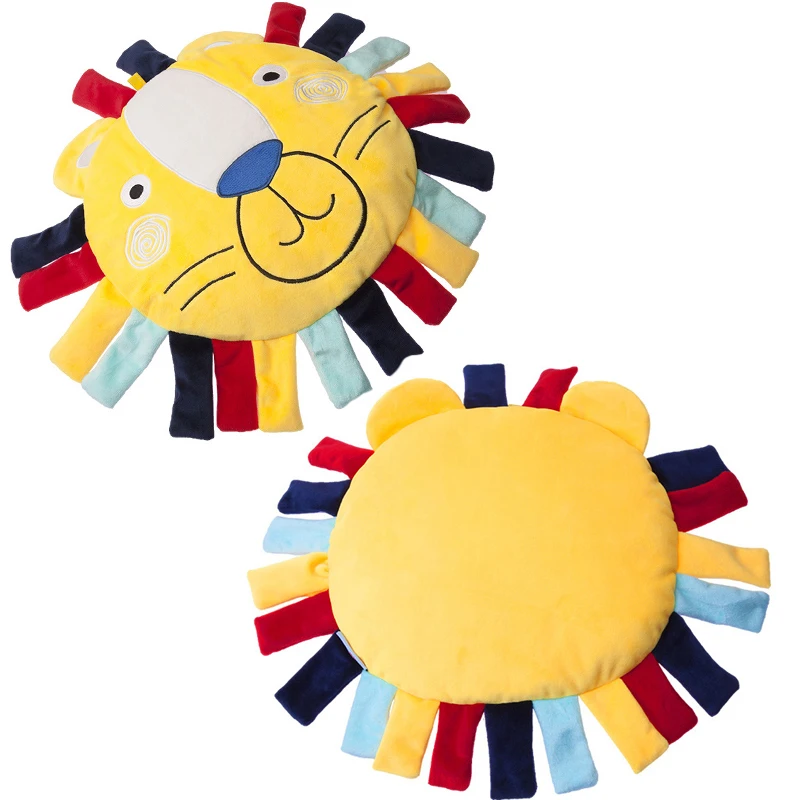 Baby Plush Toy Pillow With Ring Paper Label Bell Cartoon Lion Accompanying Sleeping Comfort Pillow Gift So Funny Birthday Gift