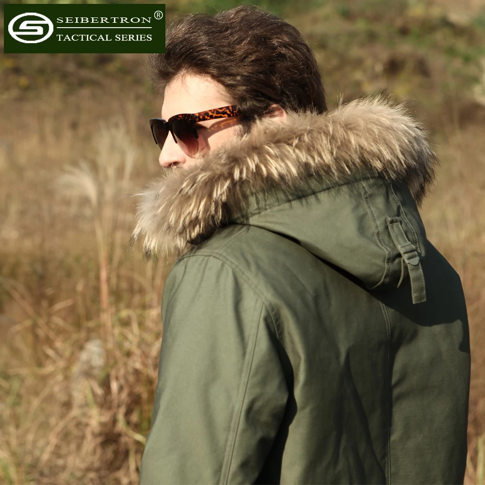 Новинка, Seibertron M65, приталенная куртка, полевая куртка, ветровка, черный, оливковый, зеленый цвет, натуральный мех, воротник, зимняя куртка с капюшоном, водонепроницаемая