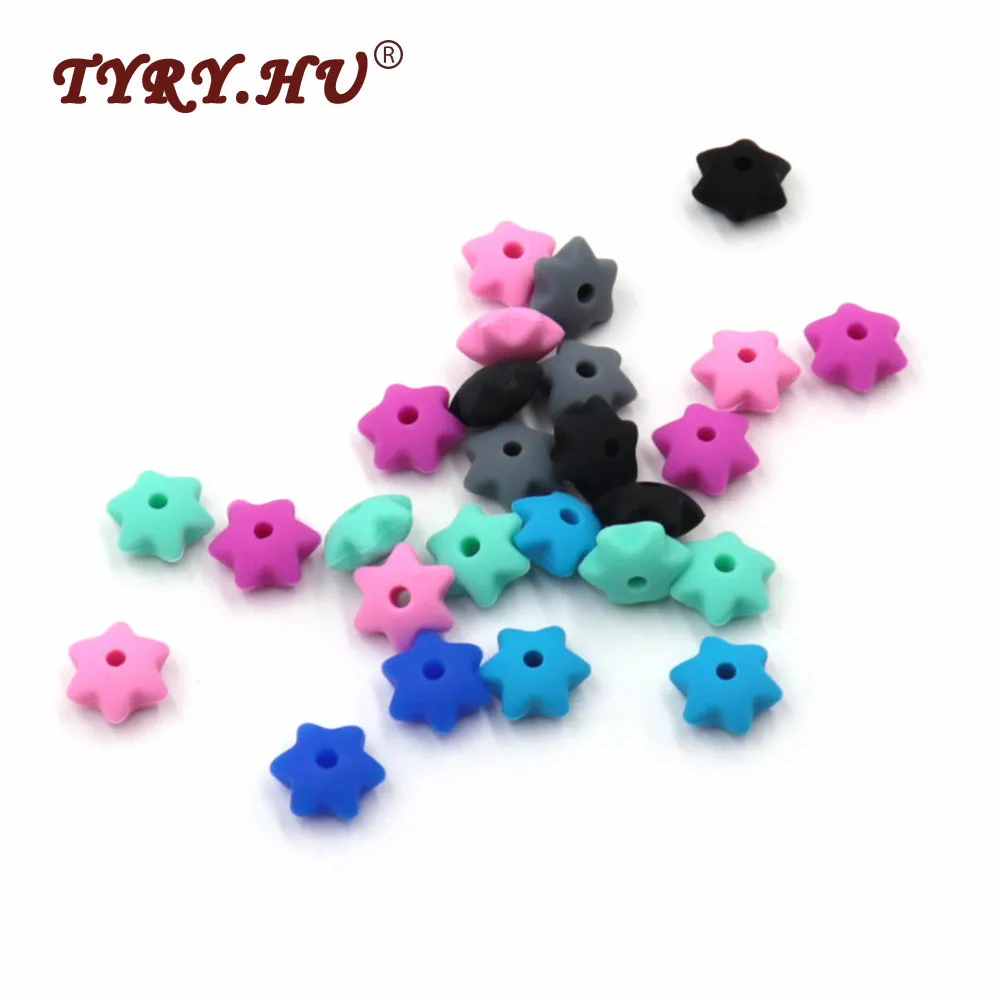 

TYRY.HU 100pcs Silicone Teether Baby Teething Beads 12 - 6 mm Safe Food Grade Nursing Chewing Star Shape Silicone Beads Necklace