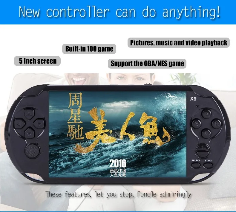 5.0 Inch Big LCD Screen PSP Handheld Game Console Built -in 400 Games Support MP4 Video,Audeo