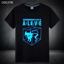 Хлопок, Детская/мужская летняя флуоресцентная футболка с котом Schrodingers мужская светящаяся в темноте Теория большого взрыва, футболки, топы