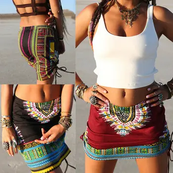 

New Women Ladies Fashion Casual Summer Skirt High Waist Ethnic Style Print Skirt A Line Short Skirt HOT